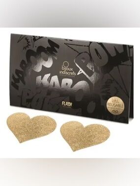 Bijoux Indiscrets Gold Heart Nipple Covers - Flash Reusable Pasties